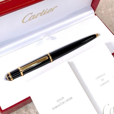 Cartier Ballpoint Pen Diabolo Black Resin 18K Gold Finish with Case & Papers - Image 1 of 4