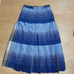 VTG Pleated Midi Skirt Reversible Wool 24” Waist Blue Breton Stripe Sportrite - Bild 1 von 9