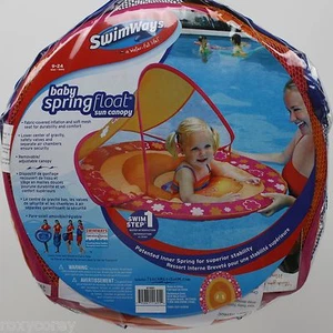 SwimWays Step 1 Baby Orange Pink Spring Float Sun Canopy 9-24 Months NIP - Picture 1 of 1