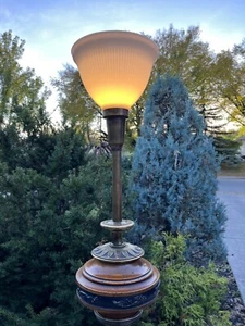 Vintage Neoclassical Brass Torchiere Table Lamp 38” Mid Century Regency Empire - Picture 1 of 24