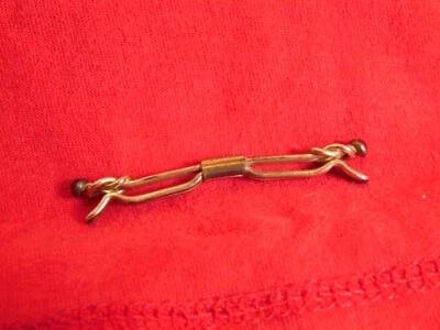 1930s Carlson pat Collar Holder rose gold tone red stones knot ends VG 2" - Image 1 of 4