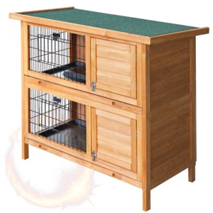 I.Pet Wooden Rabbit Hutch Two Level Home Enclosure Waterproof Rain Protection - Picture 1 of 8