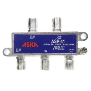 ASKA ASP-41 DISH Approved, 4-Way Digital TV Antenna Splitter for Coax Cable - Picture 1 of 6