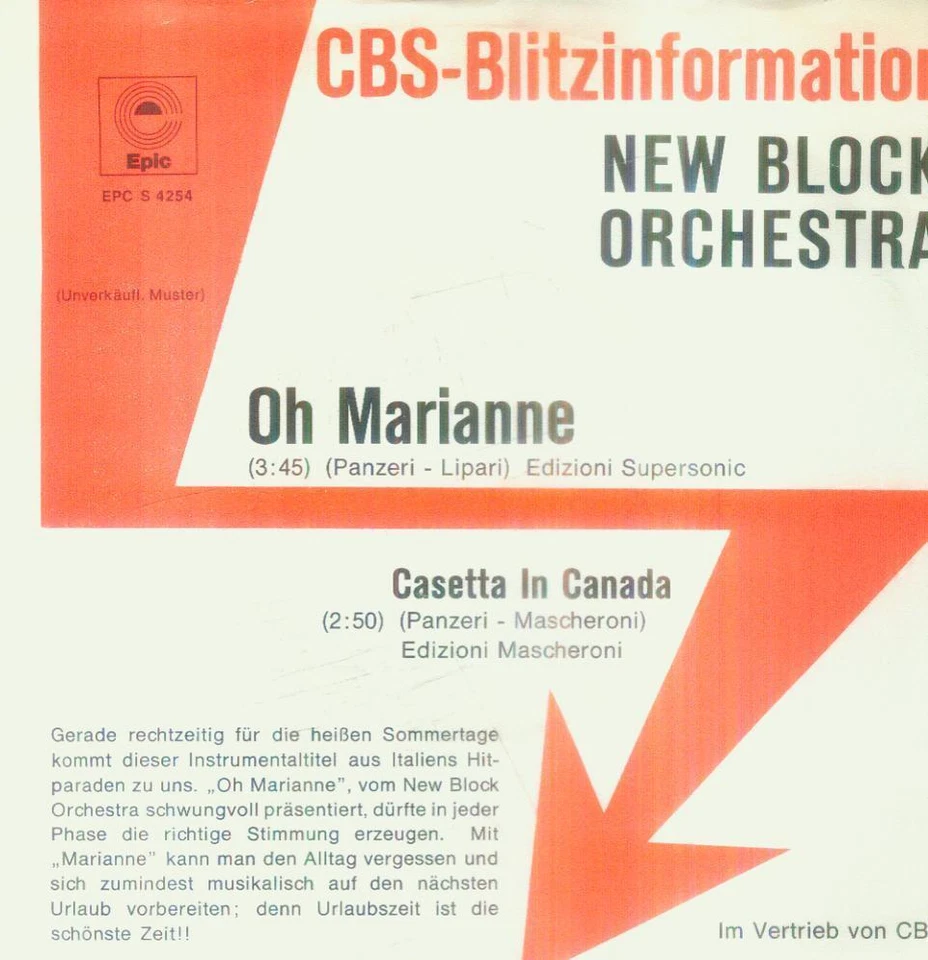 7" New Block Orchestra/Oh Marianne (D) CBS Blitzinformation - Bild 1 von 1