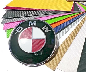 Emblem Overlay Vinyl Decal Sticker Complete Set For BMW 3D Carbon Fiber Color - Foto 1 di 2