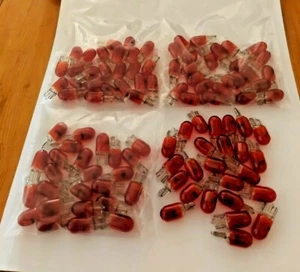 100 x T10 / 501 / W5W WEDGE ( 12V 5W ) INTERIOR, DASH, CAR BULBS    ( RED ) - Picture 1 of 1