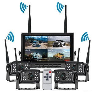 Digital Wireless 7" Monitor Splitscreen 4x Reversing Camera Kit DVR 12V 24V QUAD - Picture 1 of 12