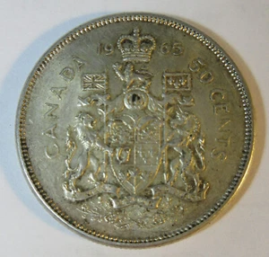 Moneda canadiense de cincuenta centavos 1965 (#71ac) - Imagen 1 de 2