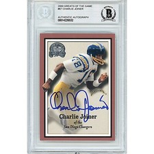 Charlie Joiner SD Chargers Authentic Signed '00 Fleer Card Beckett Slab Auto COA