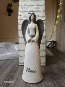 Vintage 10" Holz geschnitzte Engel Figur/Statue unbeschriftet mit Box & Stille Nacht - Bild 1 von 5