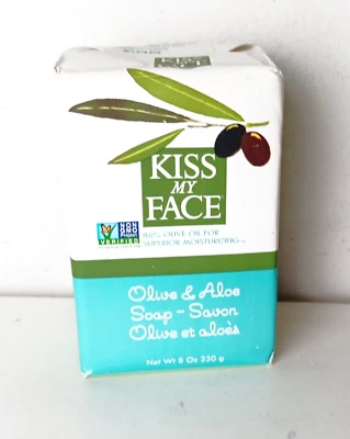 Оливковое и алоэ-барное мыло Kiss My Face 1 батончик ЗАПЕЧАТАННОЕ 8 унций - Изображение 1 из 3