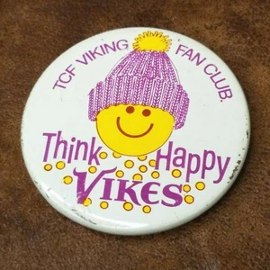 Minnesota Vikings TCF Fan Club Pin Bank NFL Think Happy Vikes Vintage 1970s - Picture 1 of 2