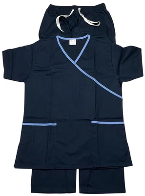 Conjunto Exfoliante Mujer (S) Azul Marino Cruzado 5 Bolsillos Parte Superior e Inferior Cintura Elástica Nuevo Sin Etiquetas Foto 1 de 4