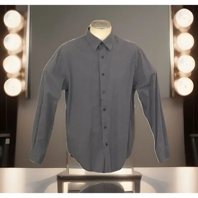 PERRY ELLIS Shirt Mens L Gray Reg-Fit Button Down Dress Shirt 44” Chest Long-SLV - Image 1 of 4