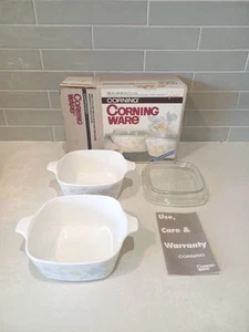 NEW Corning Ware Pastel Bouquet 2 Two Petite Pans w/ Lids P43-93 700ml Casserole - Picture 1 of 10