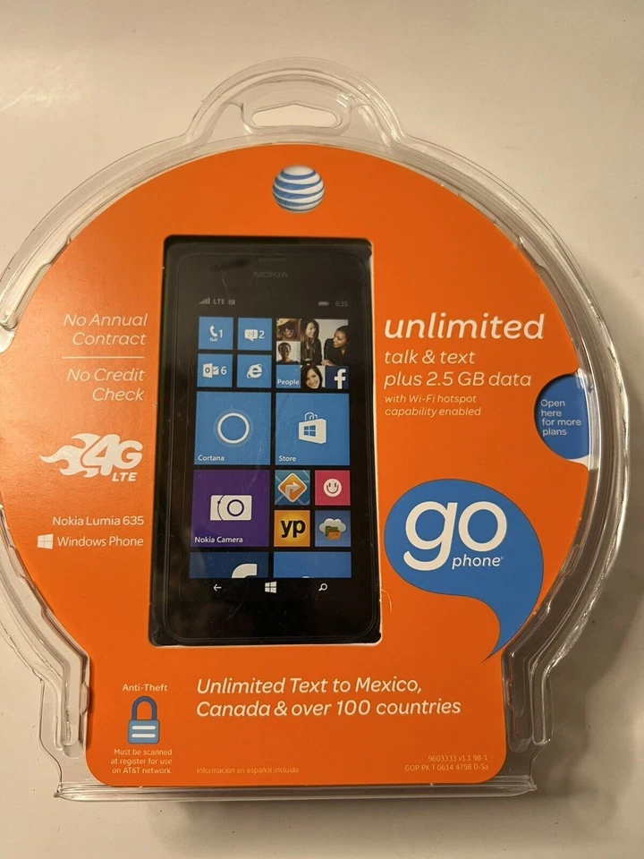Teléfono Celular AT&T Prepago Nokia Lumia 635 4G LTE 8GB Windows Nuevo Sellado Foto 1 de 1