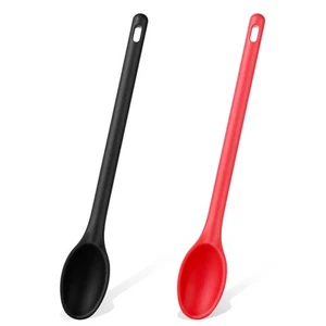 2 Pcs Silicone Long Spoon 12 Inch Kitchen Cooking Spoons Nonstick Heat-Resist... - Picture 1 of 8