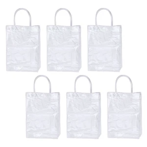 6 Pcs Small Clear Tote Bag Portable Candy Bags Plastic Transparent - Picture 1 of 10