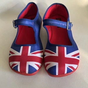 Chocolaticas® Union Jack Women's Mary Jane Flats Shoes Uk Size 3 Eu35 35HCD - Picture 1 of 10