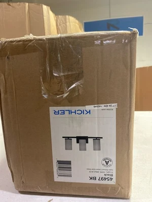 KICHLER 45497BK Crosby Vanity, 3-Light 300 Total Watts, Black - Image 1 of 2