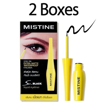 2X Mistine Extra Mate So Black Impermeable Líquido Delineador de Ojos Sudor Resistente al Agua Foto 1 de 4