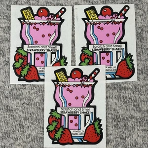 Lote de 3 Pegatinas Rasguños y Olor Olor Batido Fresa Mello Smellos Años 80 - Imagen 1 de 6