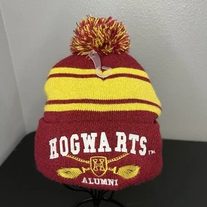 Harry Potter Hogwarts Beanie Foderato Pom Pom Marrone e Giallo OSFM Magia Invernale - Foto 1 di 7