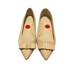Cole Haan Women’s Elsie Bow Skimmer Ballet Flats In Nude Leather Size 6 - Picture 1 of 10