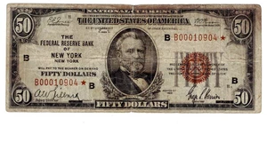 **** STAR****1929 $50.00 NEW YORK FEDERAL RESERVE BANK NOTE F/VF****STAR*** - Picture 1 of 2