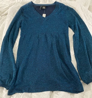 Top Babydoll Metálico New Directions Mujer’s Talla M Nuevo Con Etiquetas Azul Metálico Foto 1 de 4