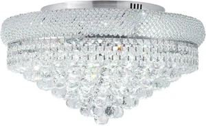 Silver K9 Crystal Chandelier Luxury Empire 5-Lights Ceiling Fixtures With Remote - Picture 1 of 16