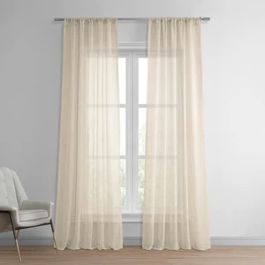 SHCH-SS071611-108 Solid Linen Sheer Curtain (1 Panel), 50 X 108, Cotton Seed - Picture 1 of 8