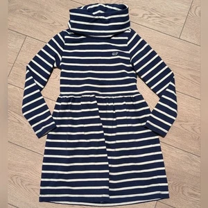 Vineyard Vines Dress Girls XS 5 6 Navy Blue White Striped Turtleneck Preppy - Picture 1 of 4