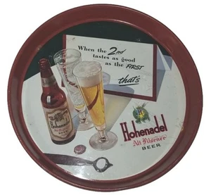1930's  Rare Metal Serving Tray Hohenadel - Unique Promotes Multi Beer Drinking  - Picture 1 of 9