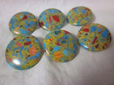 6 colorful confetti look mosaic style shank buttons - Image 1 of 3