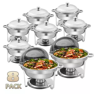 Juego de 8 platos para frotar buffet, 6 cuartos redondos de acero inoxidable para frotar platos redondos - Imagen 1 de 8