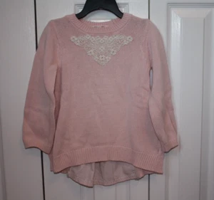 Mae Li Rose Girl's Pink Sweater with Lace Size 4T - Picture 1 of 8