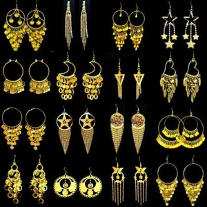 12 Pairs Earrings Ear Jewelry Studs Hoops Ear Pendants Clearance Gold Colored - Picture 1 of 12