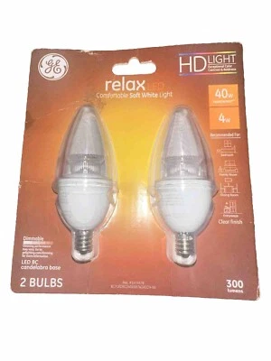 GE Relax LED Comfortable Soft White Lighf 2 Candelabra Base - Image 1 of 2