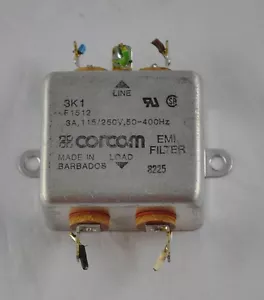 Línea de alimentación de CA Corcom EMI FIlter 8225 3K1 F1512 3A 115/250v 50-400 HZ - Imagen 1 de 10