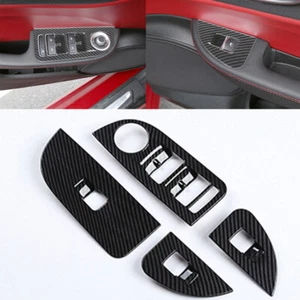 4xFor Alfa Romeo Giulia 2017-2022 Door Window Lifer Panel Carbon Fiber ABS Cover - Foto 1 di 2