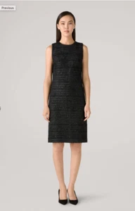 ST JOHN METALLIC EYELASH TWEED KNIT BLACK/GOLD DRESS 16 - Picture 1 of 8