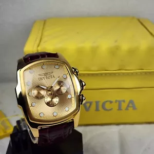 RARE INVICTA LUPAH 1028 SPECIAL EDITION QUARTZ GOLD FACE MEN'S WATCH NEW BATTERY - Picture 1 of 10