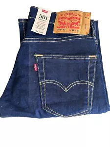 Levis 501 Original Passform Jeans gerades Bein Knopffliege 100 % Baumwolle blau Größe 30x34 - Bild 1 von 3