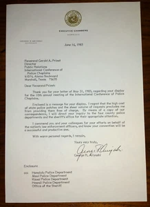 George R. Ariyoshi Autograph - Signed Typed Official Hawaii Governor's Letter - Picture 1 of 2