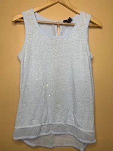 Gap Women's Size Small Blouse Scoop Neck Blue Hi-Lo Hem Sleeveless - Picture 1 of 18