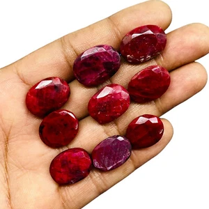 9 Pcs Natural African Ruby 16-20mm Oval Faceted Cut Loose Gemstones 178.60 Cts - Picture 1 of 9