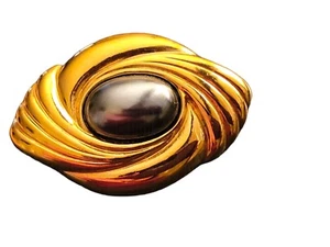 Spilla centrale cabochon grigia vintage collezione Avon Caviar con chiusura  - Foto 1 di 5