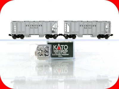 N Scale ***SEABOARD** ACF 70ton 2-Bay Covered Hoppers #8100,8247 - KATO 186-0209 - Image 1 of 4