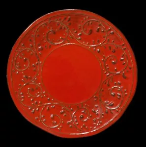 Crate & Barrel Carmen Broccato/rot von Neu mit Etikett SALATTELLER 8 7/8" HERGESTELLT IN ITALIEN - Bild 1 von 4